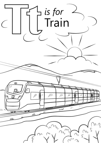 T Is For Train Coloring Page